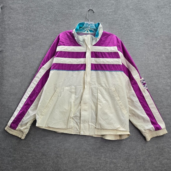 VINTAGE Reebok Men Jacket Large White Windbreaker‎ Tennis UK Retro 90s